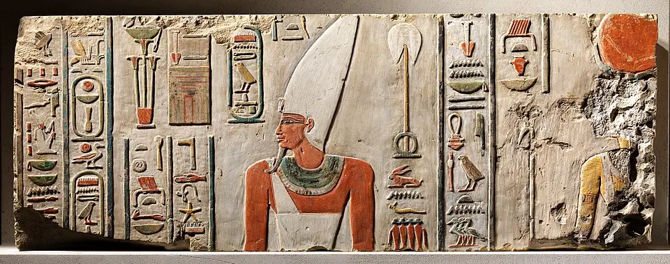 Egypte steenhouwwerk van Nebhepetre Mentuhotep II en de Godin Hathor