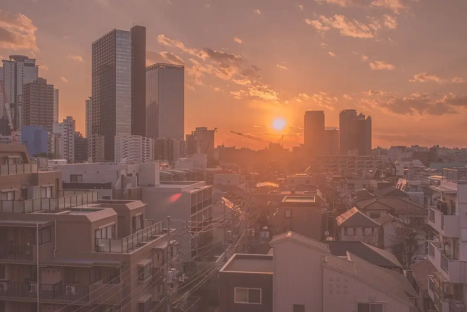 Japan Tokio ondergaande zon