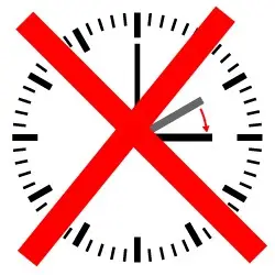 Zomertijd klok met rood kruis erdoorheen