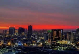 Irak, Erbil bij zonsondergang
