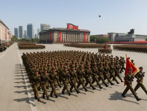 Noord-Korea dag van de overwinning optocht