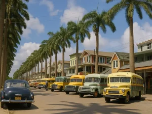 Suriname Jodenbreestraat Paramaribo 1 oktober 1955 ingekleurd